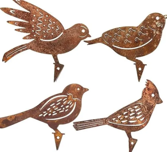OBOSOE 4-pack rostiga fåglar väggdekoration– Järnkonst Trädgårdsdekoration & Utomhusskulptur i Metall
