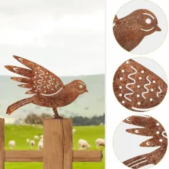 OBOSOE 4-pack rostiga fåglar väggdekoration– Järnkonst Trädgårdsdekoration & Utomhusskulptur i Metall