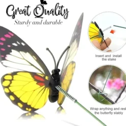 OBOSOE 50-pack Trädgårdsdekoration – 3D PVC Fjärilar på Pinnar & Trollsländor med Klämma, för Utomhusbruk