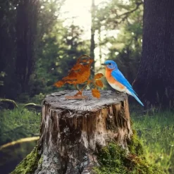 OBOSOE 5-pack Trädgårdsdekoration Fåglar – Rostig Järnkonst för Uteplats & Trädgård Dekor