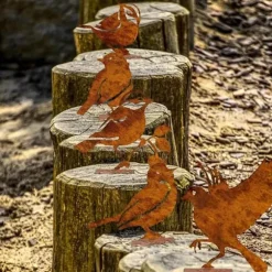 OBOSOE 5-pack Trädgårdsdekoration Fåglar – Rostig Järnkonst för Uteplats & Trädgård Dekor