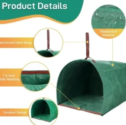 OBOSOE 2-Pack Trädgårdssäckar 150L – Hopfällbara Lövsäckar, Återanvändbara Tunga Säckar för Löv, Gräs