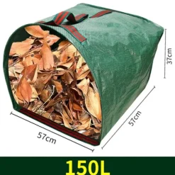 OBOSOE 2-Pack Trädgårdssäckar 150L – Hopfällbara Lövsäckar, Återanvändbara Tunga Säckar för Löv, Gräs