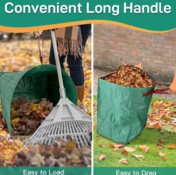 OBOSOE 2-Pack Trädgårdssäckar 150L – Hopfällbara Lövsäckar, Återanvändbara Tunga Säckar för Löv, Gräs