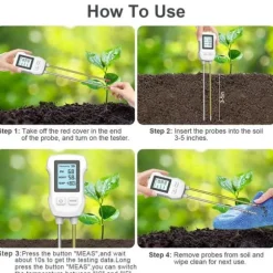 OBOSOE pH-mätare och Fuktmätare för Jord – Digital Jordtestare med Dubbel Sensor för Krukväxter & Trädgård