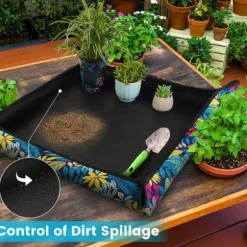 OBOSOE Planteringsmatta/krukbrickor/Krukfat - Skyddsduk för Omplantering (75x75 cm), Vattentät & Vikbar
