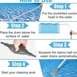 OBOSOE Pooldammsugare/Spa Dammsugare – Manuell Sugdammsugare med Lång Slang för Bubbelpool