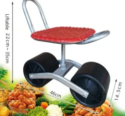 OBOSOE Rullande Arbetsbänk med 2 Hjul - Flyttbar Trädgårdsvagn och Trädgårdsstol för Uterum, Gräsmatta, Trädgård och Gård