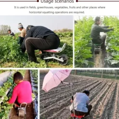 OBOSOE Rullande Arbetsbänk med 2 Hjul - Flyttbar Trädgårdsvagn och Trädgårdsstol för Uterum, Gräsmatta, Trädgård och Gård