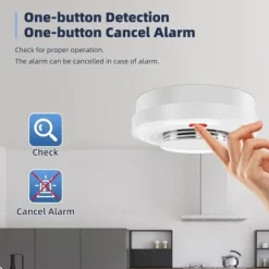 OBOSOE Smart WiFi-brandvarnare – Trådlös rökdetektor med appnotis (batteri ingår ej)