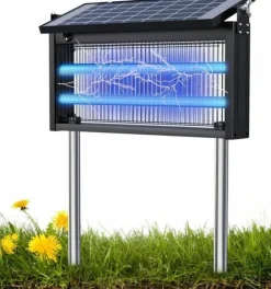 OBOSOE Solarljus Myggdödare Utomhus & Inomhus - Vattentät 45×25×18cm, 4500V för Balkong/Camping