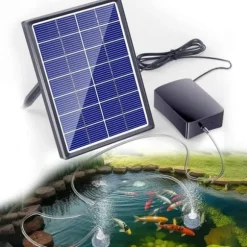 OBOSOE Solcellsdriven syrepump för damm och akvarium – Tyst luftpump med solpanel för utomhusbruk