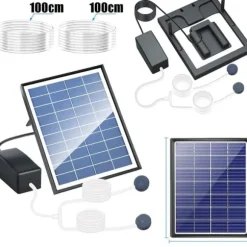 OBOSOE Solcellsdriven syrepump för damm och akvarium – Tyst luftpump med solpanel för utomhusbruk