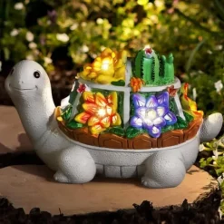 OBOSOE Solcellslampa Sköldpadda Utomhusstaty – Trädgårdsdekoration & Prydnad för Uteplats