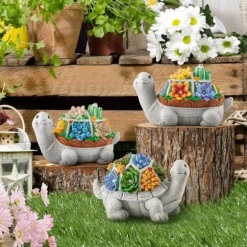 OBOSOE Solcellslampa Sköldpadda Utomhusstaty – Trädgårdsdekoration & Prydnad för Uteplats