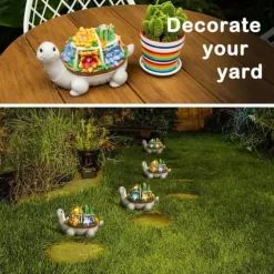 OBOSOE Solcellslampa Sköldpadda Utomhusstaty – Trädgårdsdekoration & Prydnad för Uteplats