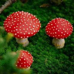 OBOSOE Trädgårdsdekoration Svampar Glow in the Dark – Set om 3 Utomhus Självlysande Svampstatyer med Trädgårdspinnar