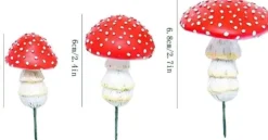 OBOSOE Trädgårdsdekoration Svampar Glow in the Dark – Set om 3 Utomhus Självlysande Svampstatyer med Trädgårdspinnar