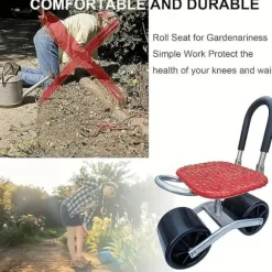 OBOSOE Trädgårdsvagn med Hjul – Justerbar Sits & 360° Sväng, Robust för Inne/Utebruk