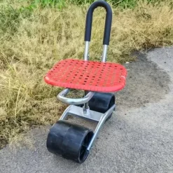 OBOSOE Trädgårdsvagn med Hjul – Justerbar Sits & 360° Sväng, Robust för Inne/Utebruk