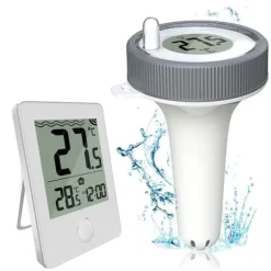 OBOSOE Trådlös Flytande Pooltermometer med Fjärravläsning, LED-display & RCC – Vattentålig IPX8, Perfekt för Pool & Spa