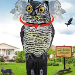 OBOSOE Uggleattrapp med Roterande Huvud – Trädgårdsdekoration & Utomhusstaty för Uteplats