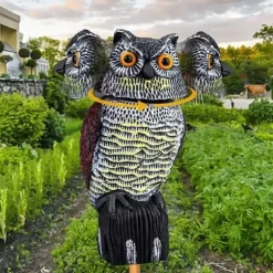 OBOSOE Uggleattrapp med Roterande Huvud – Trädgårdsdekoration & Utomhusstaty för Uteplats
