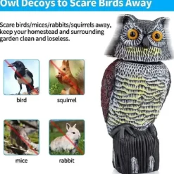 OBOSOE Uggleattrapp med Roterande Huvud – Trädgårdsdekoration & Utomhusstaty för Uteplats