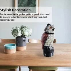 OBOSOE Uggleattrapp med Roterande Huvud – Trädgårdsdekoration & Utomhusstaty för Uteplats