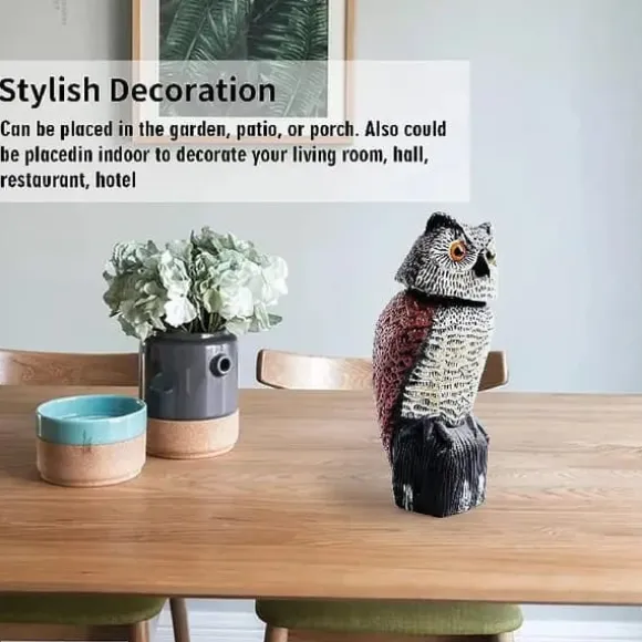 OBOSOE Uggleattrapp med Roterande Huvud – Trädgårdsdekoration & Utomhusstaty för Uteplats