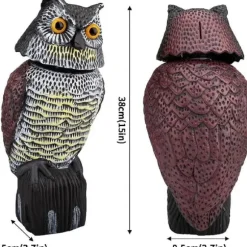 OBOSOE Uggleattrapp med Roterande Huvud – Trädgårdsdekoration & Utomhusstaty för Uteplats