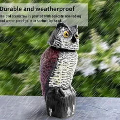 OBOSOE Uggleattrapp med Roterande Huvud – Trädgårdsdekoration & Utomhusstaty för Uteplats