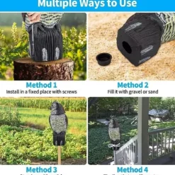 OBOSOE Uggleattrapp med Roterande Huvud – Trädgårdsdekoration & Utomhusstaty för Uteplats