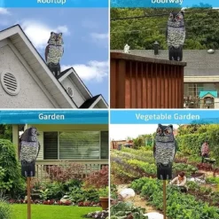 OBOSOE Uggleattrapp med Roterande Huvud – Trädgårdsdekoration & Utomhusstaty för Uteplats