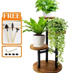 OBOSOE 3-vånings plantställ för inomhus - Hörnmonterat blomsterställ i metall