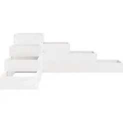 Odlingslåda 4 nivåer i massiv furu - Perfekt för blommor & grönsaker | Färg: Vit | Storlek: 106x104,5x36 cm