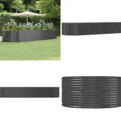 Odlingslåda antracit 367x140x68 cm pulverlackerat stål - Odlingslåda Upphöjd - Odlingslådor Upphöjda - Home & Living