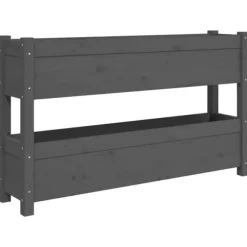 Odlingslåda grå 112x25x66 cm massiv furu