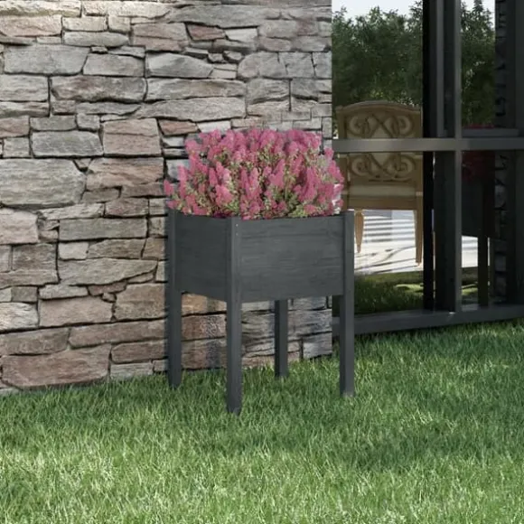 Odlingslåda grå 50x50x70 cm massiv furu