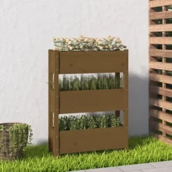 Odlingslåda honungsbrun 77x25x104,5 cm massiv furu