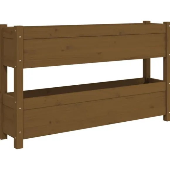 Odlingslåda honungsbrun 112x25x66 cm massiv furu