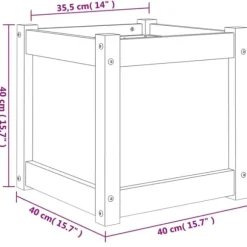 Odlingslåda i massiv furu - Perfekt för trädgård och balkong | Färg: Vaxbrun | Storlek: 40x40x40 cm