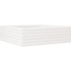 Odlingslåda i massiv furu 80x80x23 cm - Perfekt för blommor och växter | Färg: Vit | Storlek: 80x80x23 cm