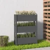 Odlingslåda i massiv furu - Stabil design med 3 blomlådor | Färg: Grå | Storlek: 77x25x104,5 cm