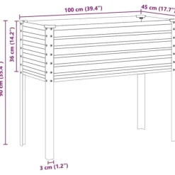 Odlingslåda i stål - Väderbeständig planteringslåda | Färg: Grå | Storlek: 100x41x90 cm