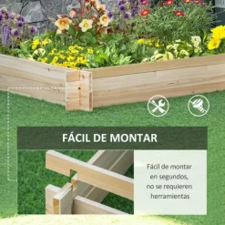 Odlingslåda i trä - Odlingsbädd - 100 x 100 x 16 cm - Fyrkantig - Natur