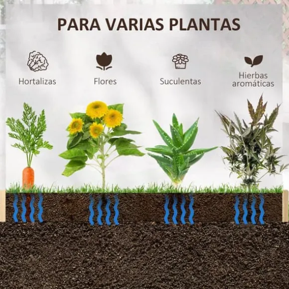 Odlingslåda i trä - Odlingsbädd - 100 x 100 x 16 cm - Fyrkantig - Natur