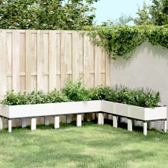 Odlingslåda med ben vit 200x160x42 cm PP