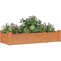 Odlingslåda med foder brun 120x45x25 cm massivt granträ