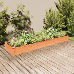 Odlingslåda med foder brun 240x60x25 cm massivt granträ